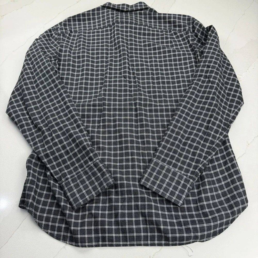 J Crew Flannel Button Down‎ Shirt Mens Large Black Plaid Business Casual Preppy